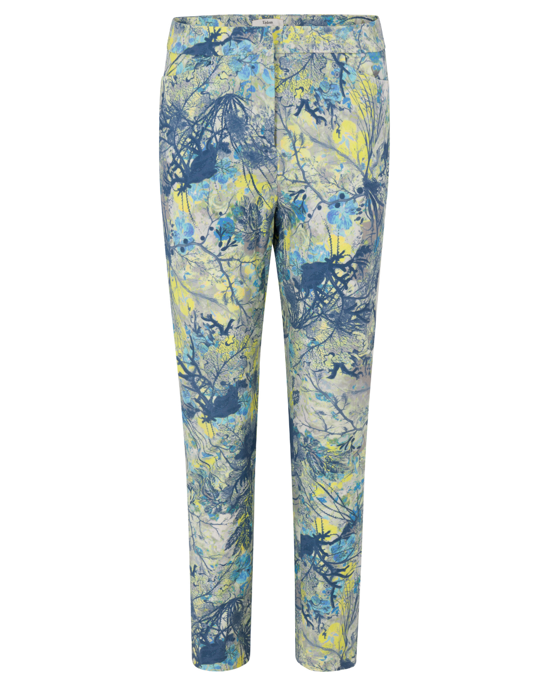 2010s Erdem Blue and Yellow Floral Pants