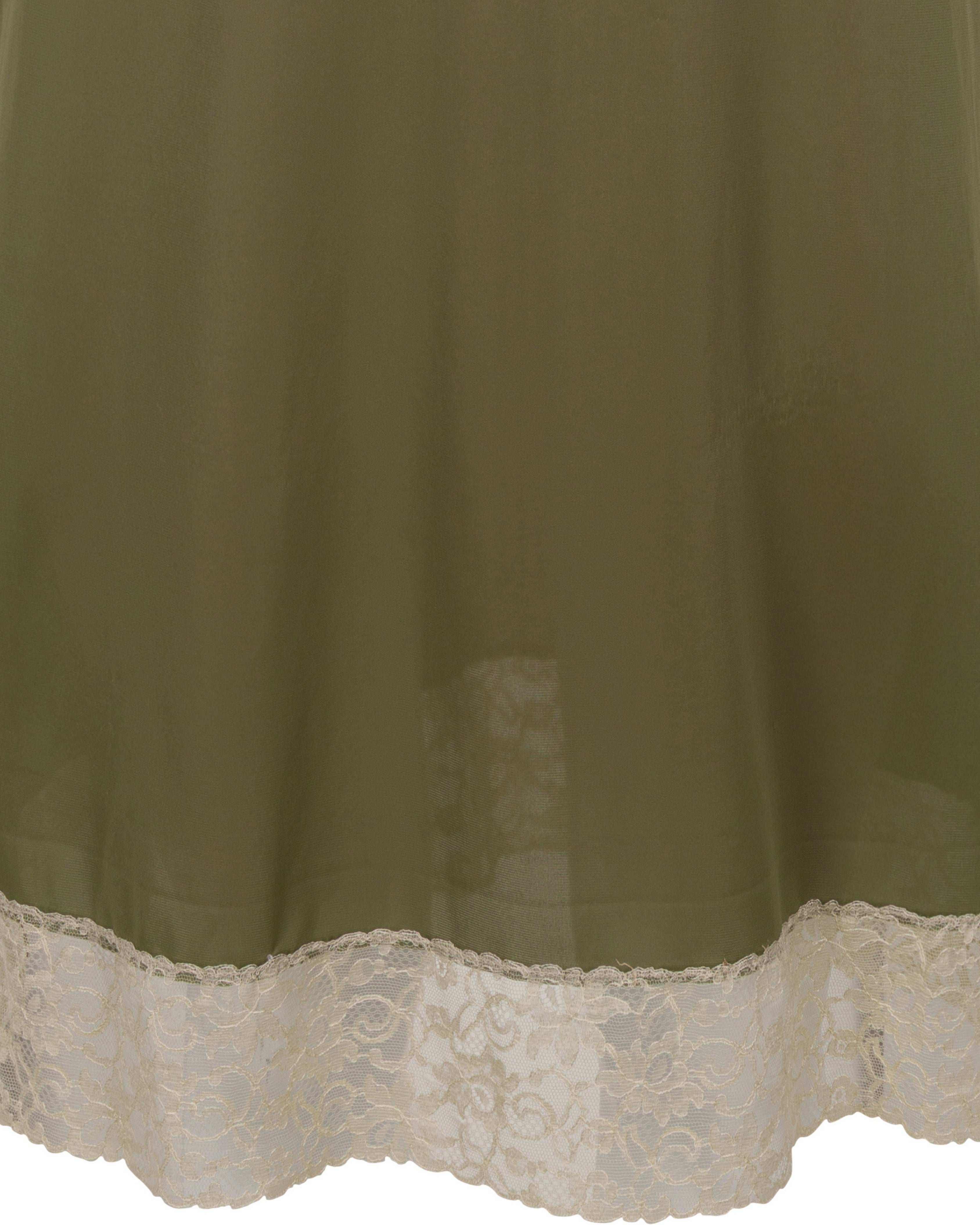 c. 1940s Olive Green Lace Slip Dress