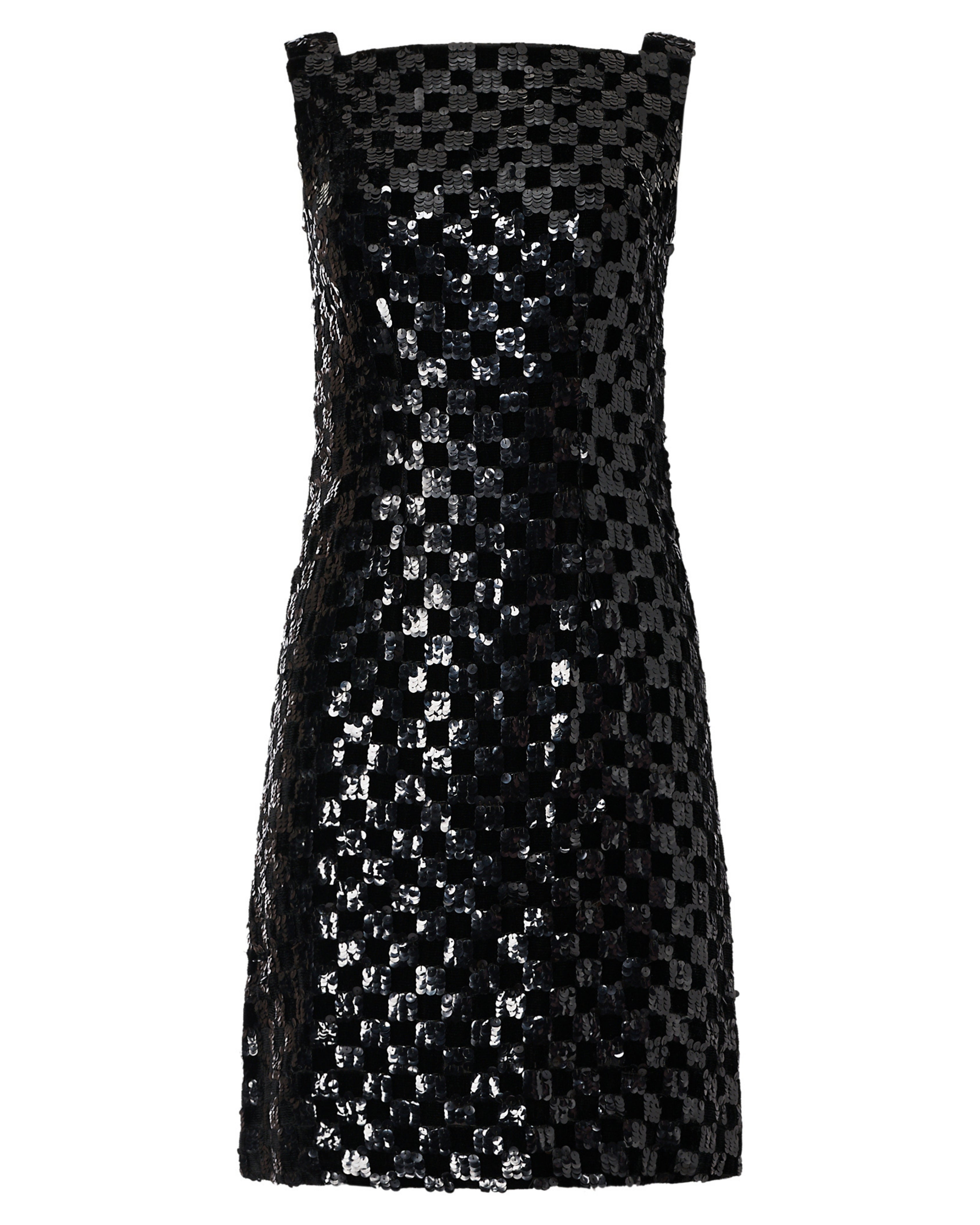 1960s Malcolm Starr Black Sequin Checker Dress