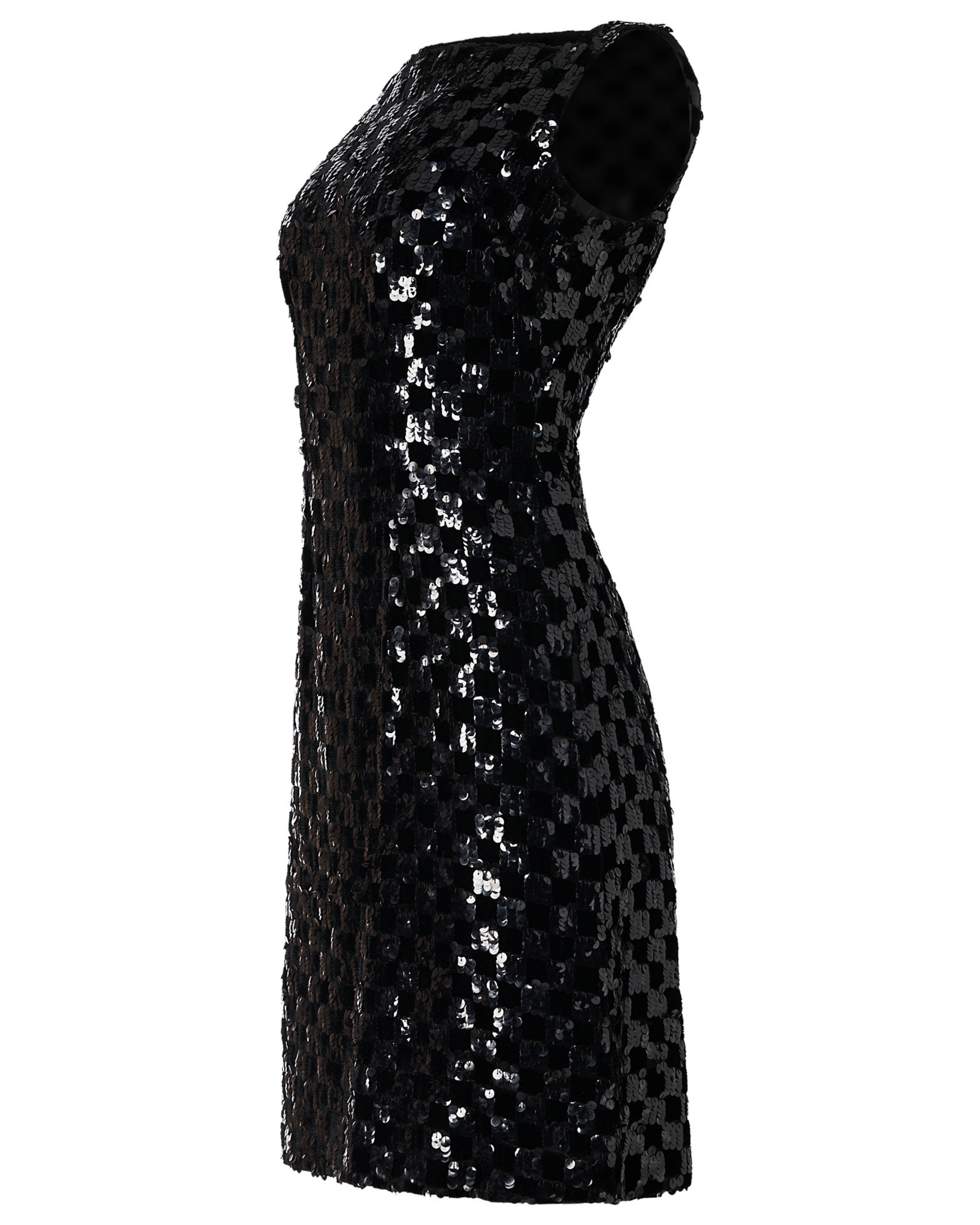 1960s Malcolm Starr Black Sequin Checker Dress