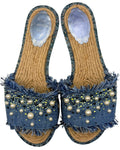 Spring 2019 René Caovilla Denim Embellished Sandals