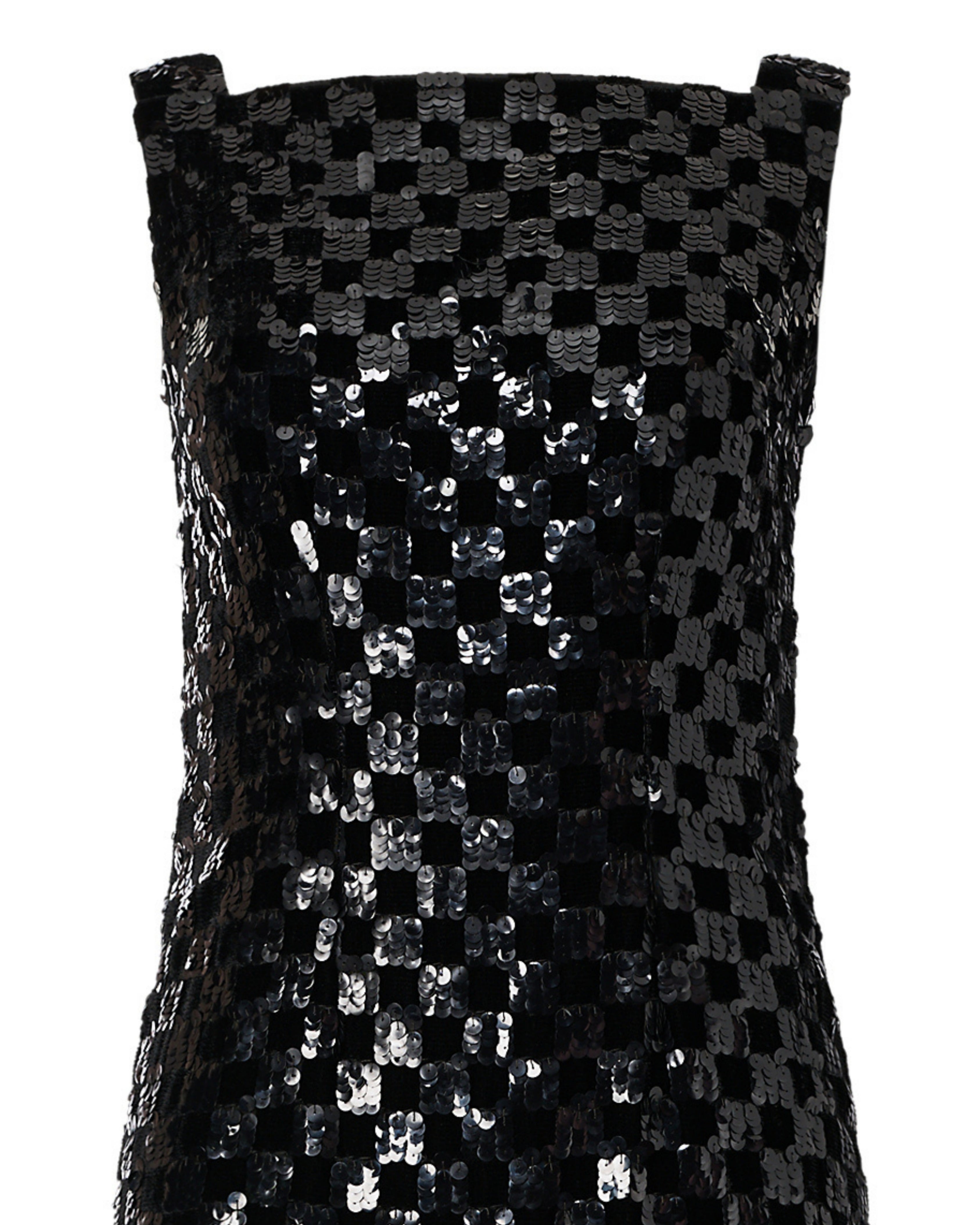 1960s Malcolm Starr Black Sequin Checker Dress