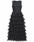 Mel Warshaw Black Tiered Ruffle Maxi Dress