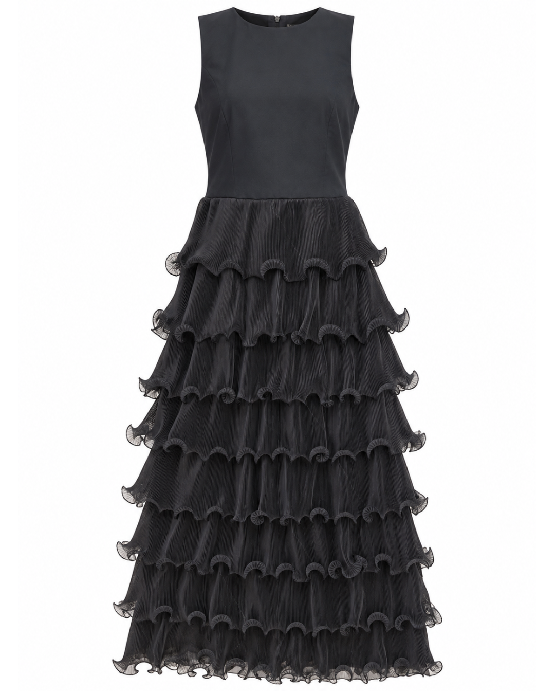 Mel Warshaw Black Tiered Ruffle Maxi Dress