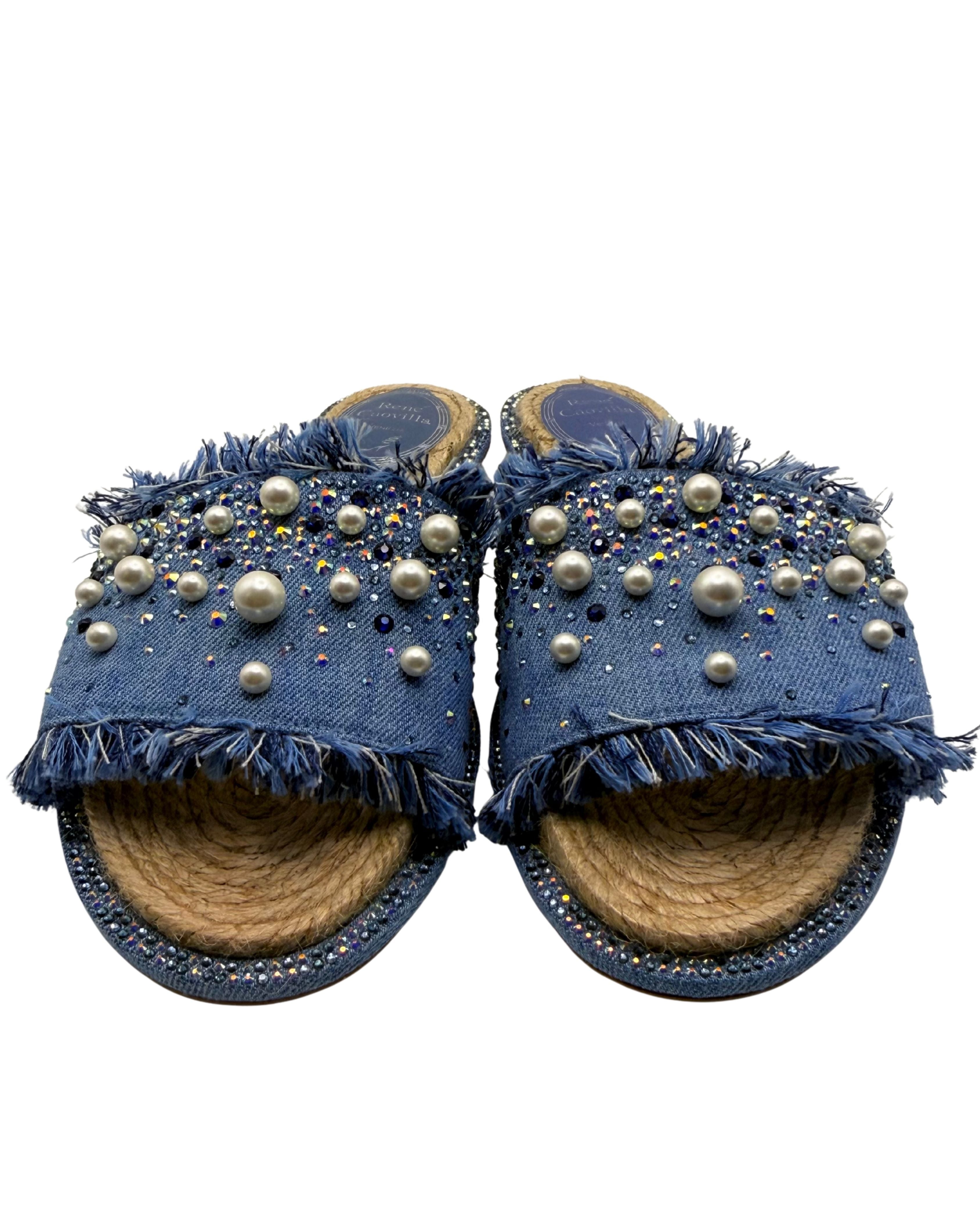 Spring 2019 René Caovilla Denim Embellished Sandals