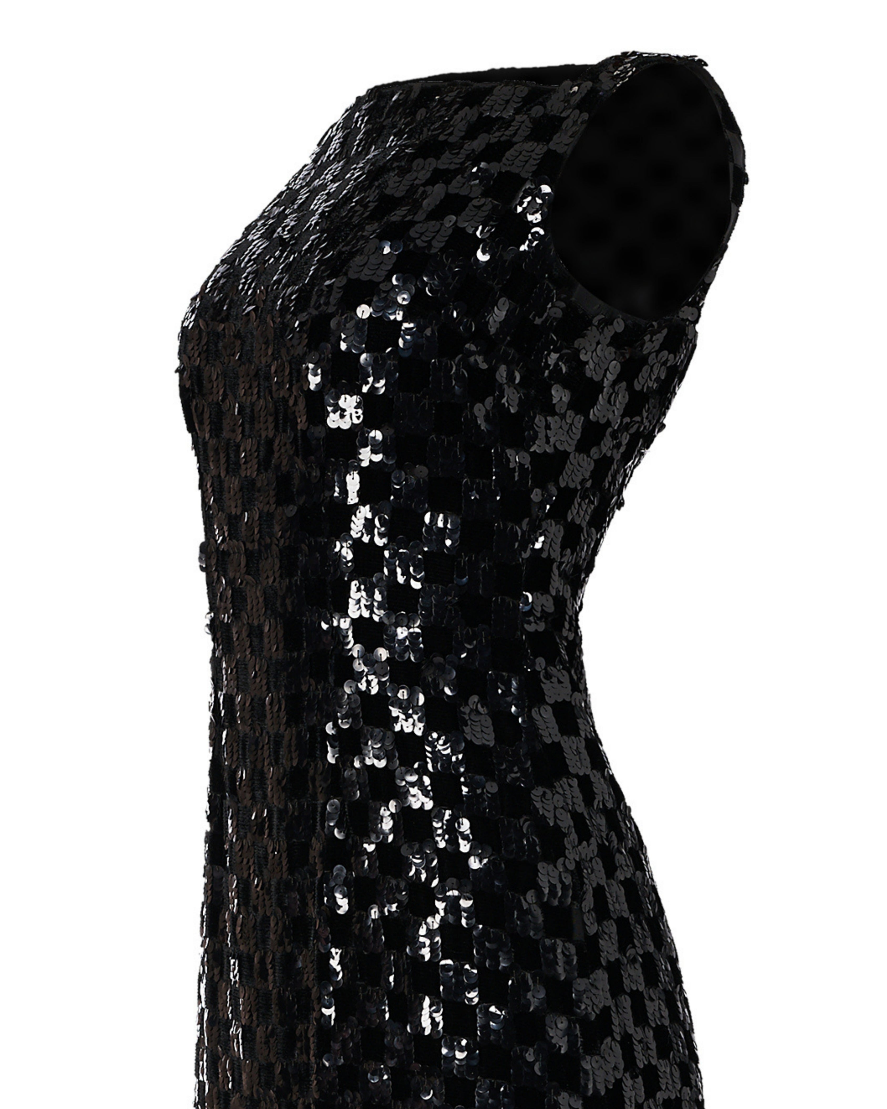 1960s Malcolm Starr Black Sequin Checker Dress