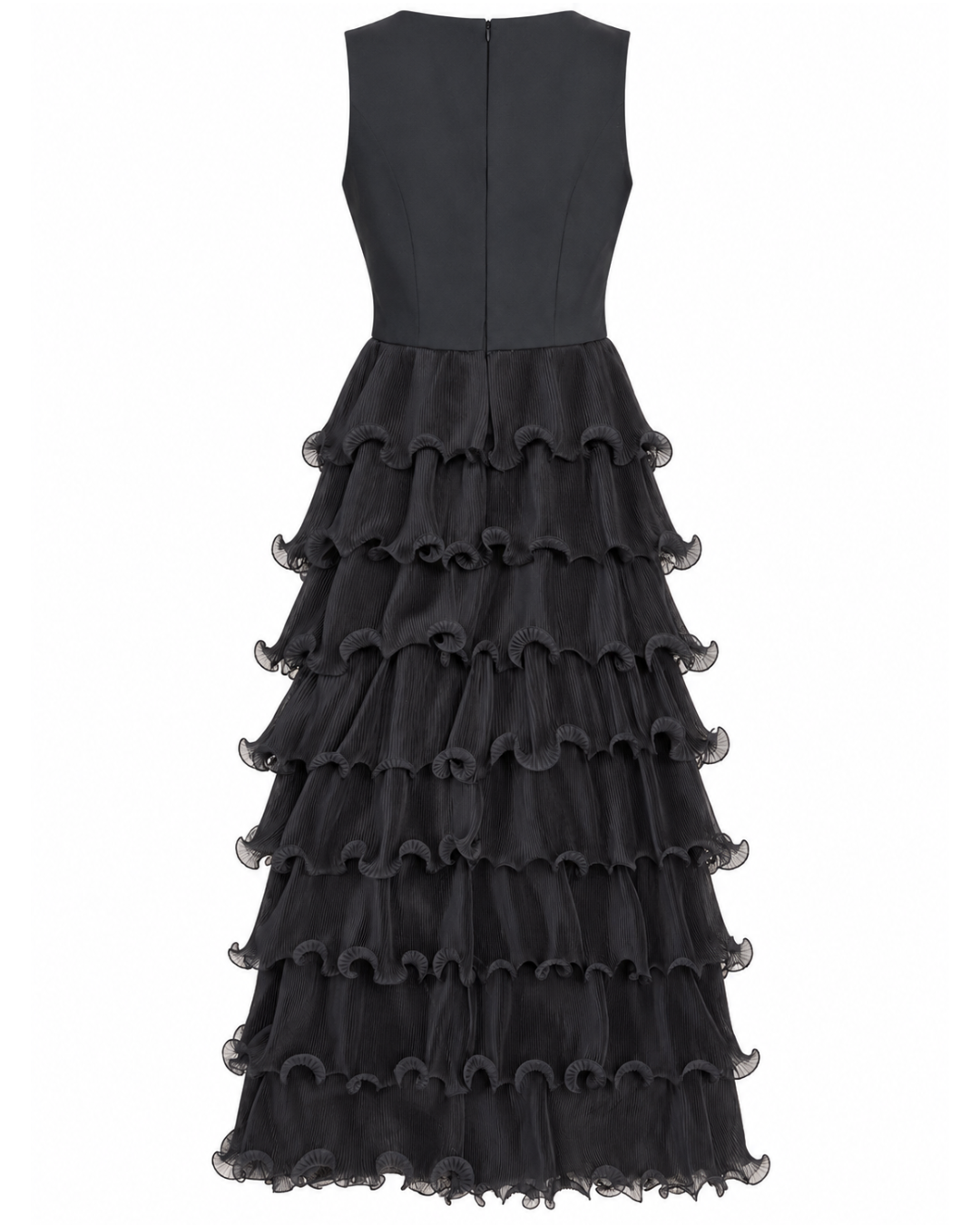 Mel Warshaw Black Tiered Ruffle Maxi Dress