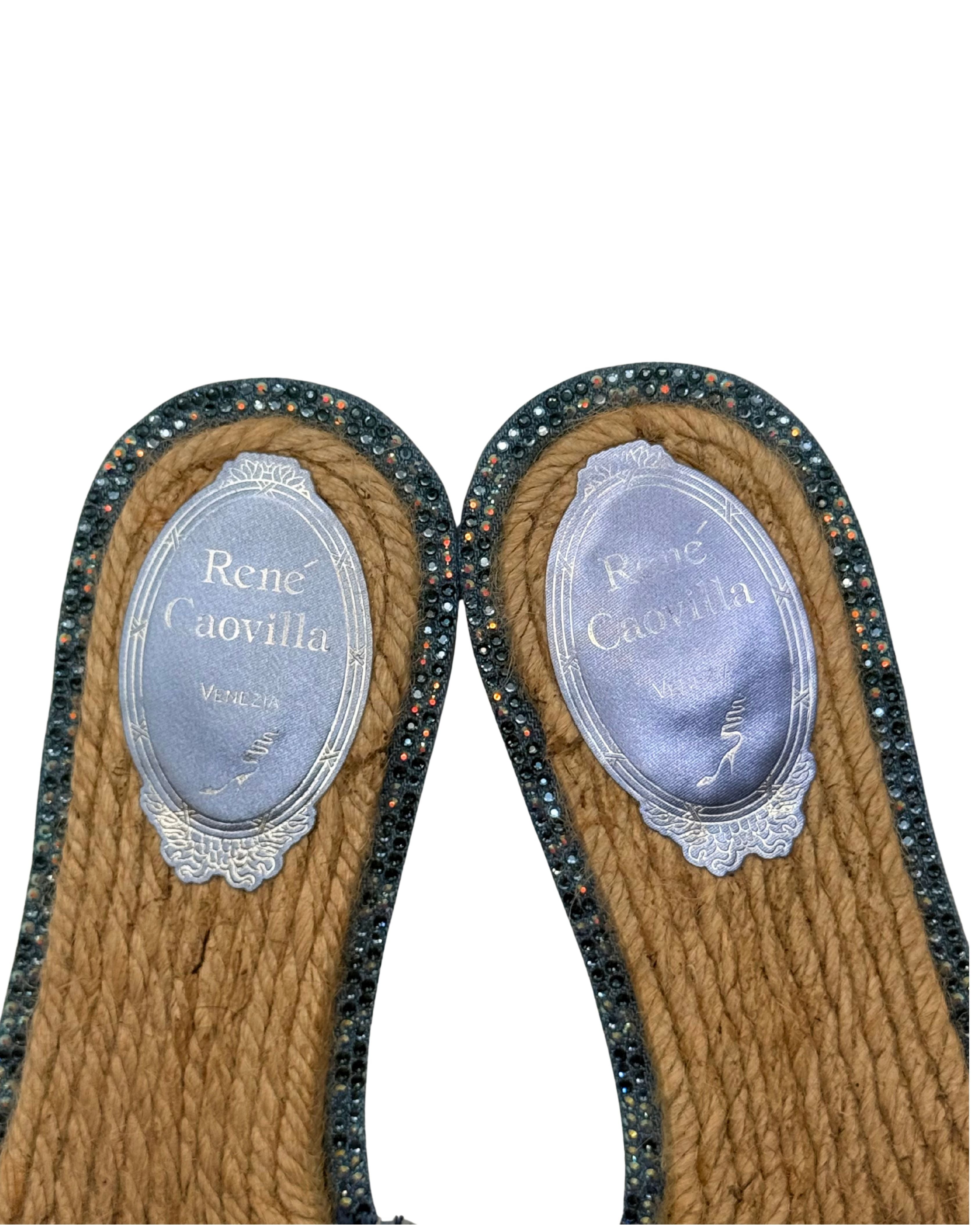 Spring 2019 René Caovilla Denim Embellished Sandals