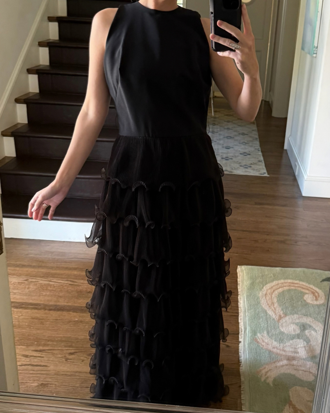 Mel Warshaw Black Tiered Ruffle Maxi Dress