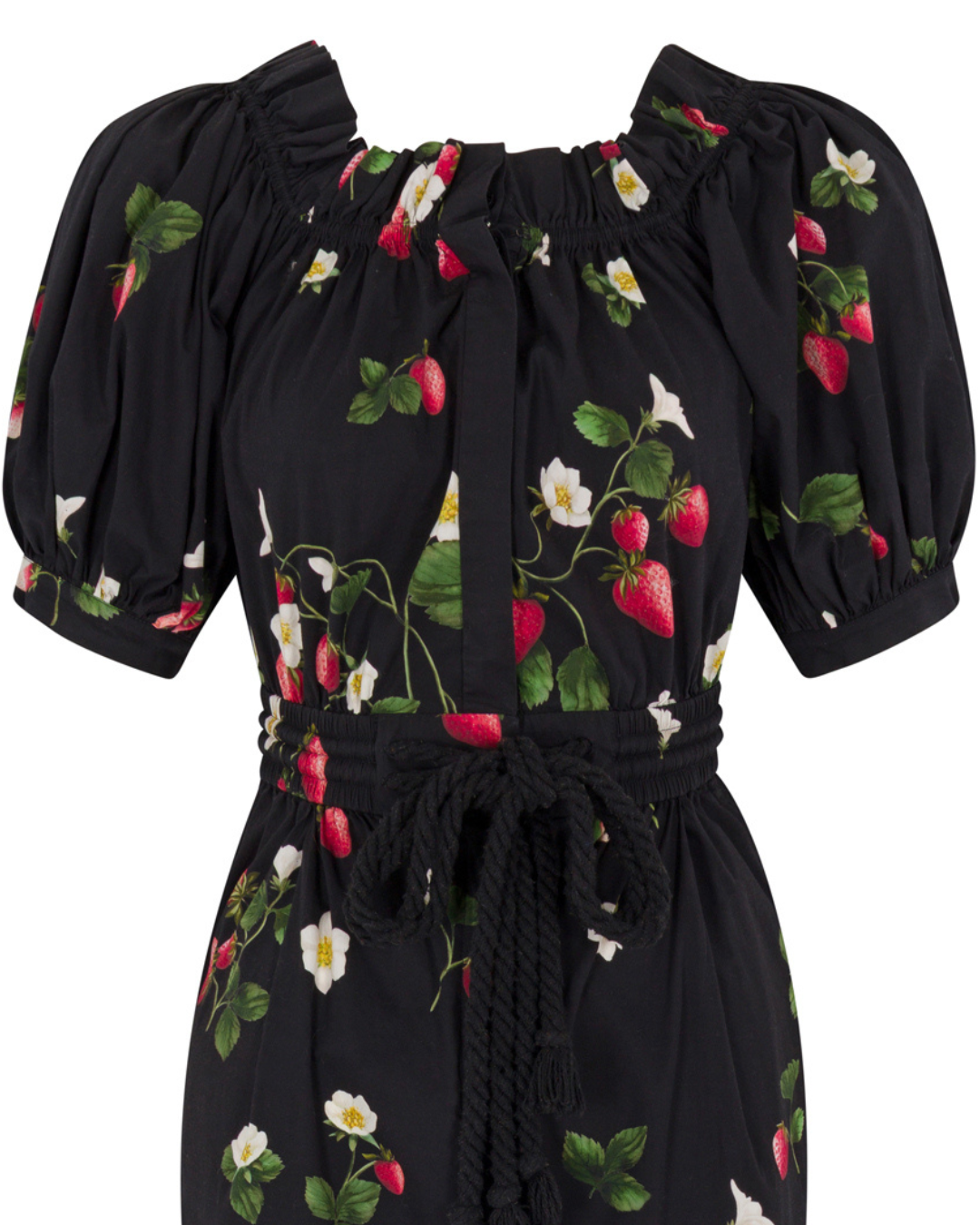 Spring 2022 Oscar de la Renta Black Strawberry Print Jumpsuit