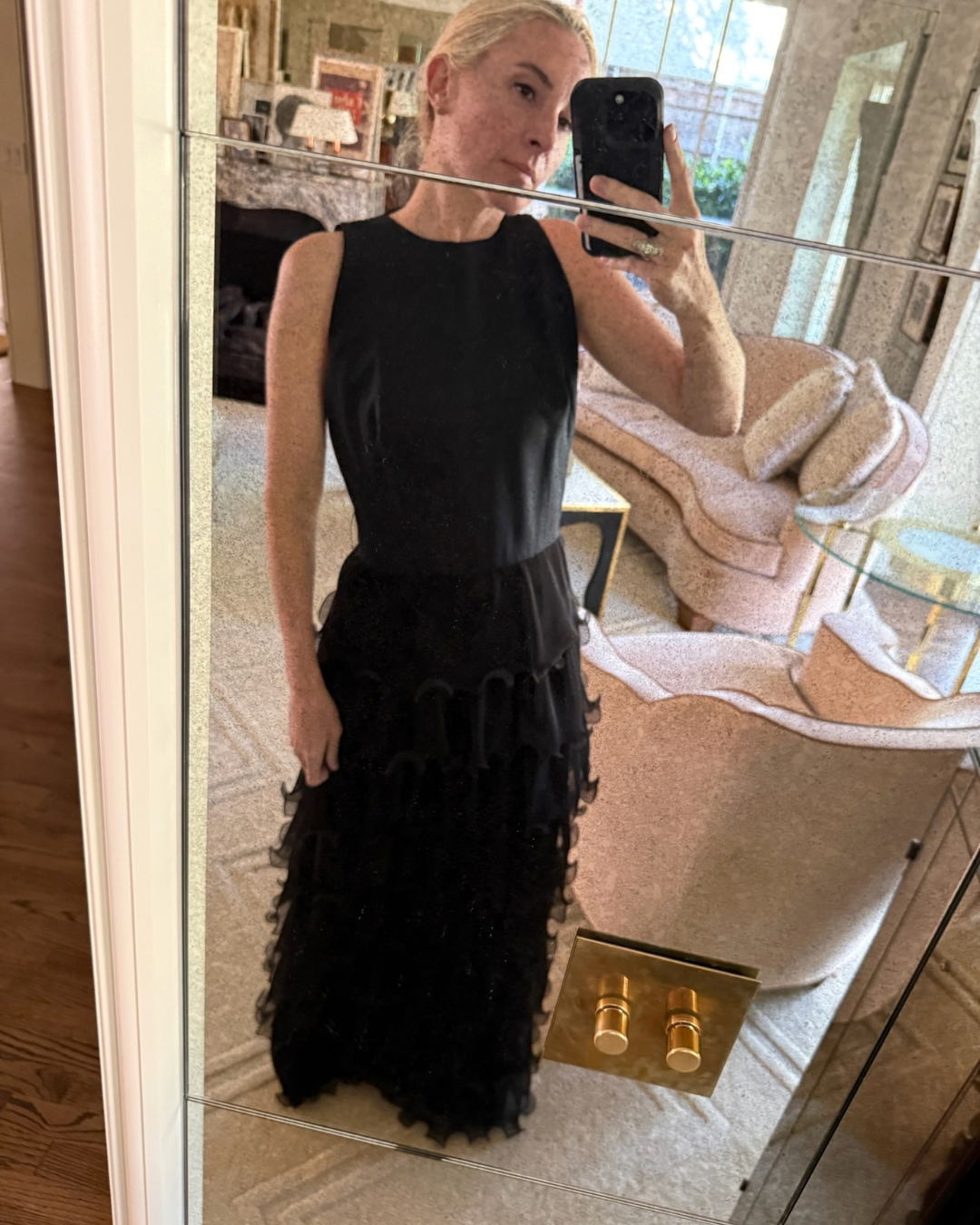 Mel Warshaw Black Tiered Ruffle Maxi Dress