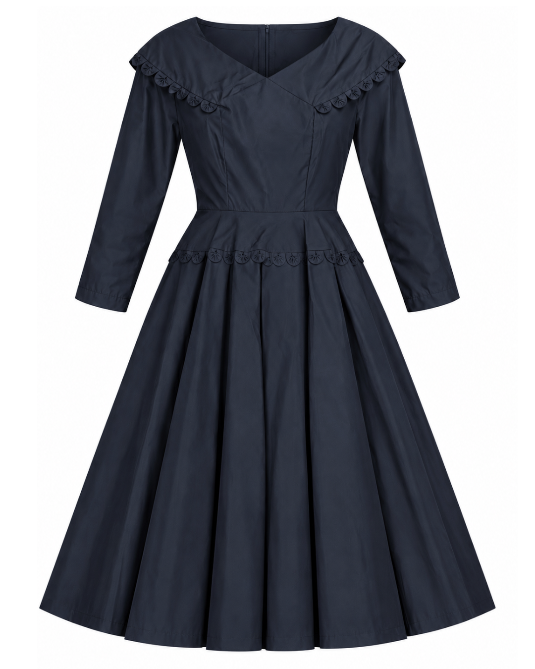 1950s Black A-Line Knee-Length Dress
