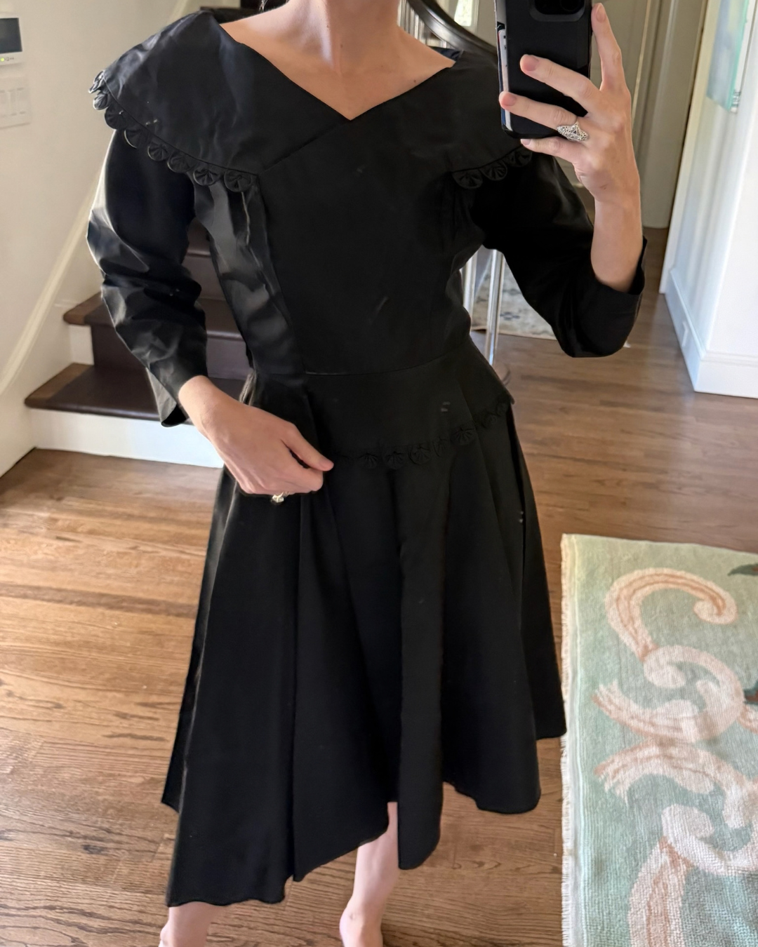 1950s Black A-Line Knee-Length Dress