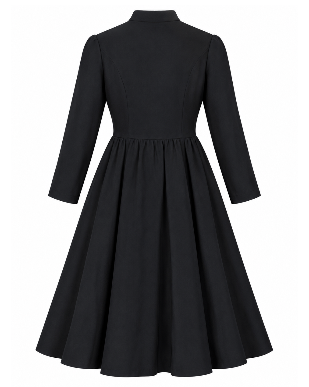 1970s/80s Geoffrey Beene Black A-Line Long Sleeve Dress with "B" Accent Buttons