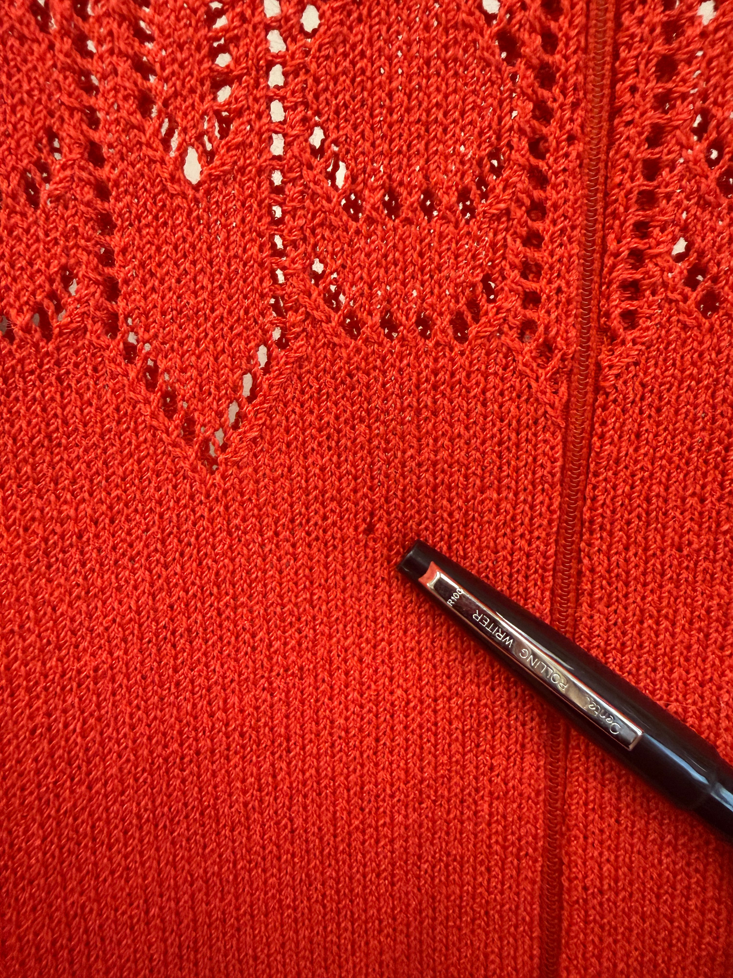 1970s Pat Sandler Red Knit Gown