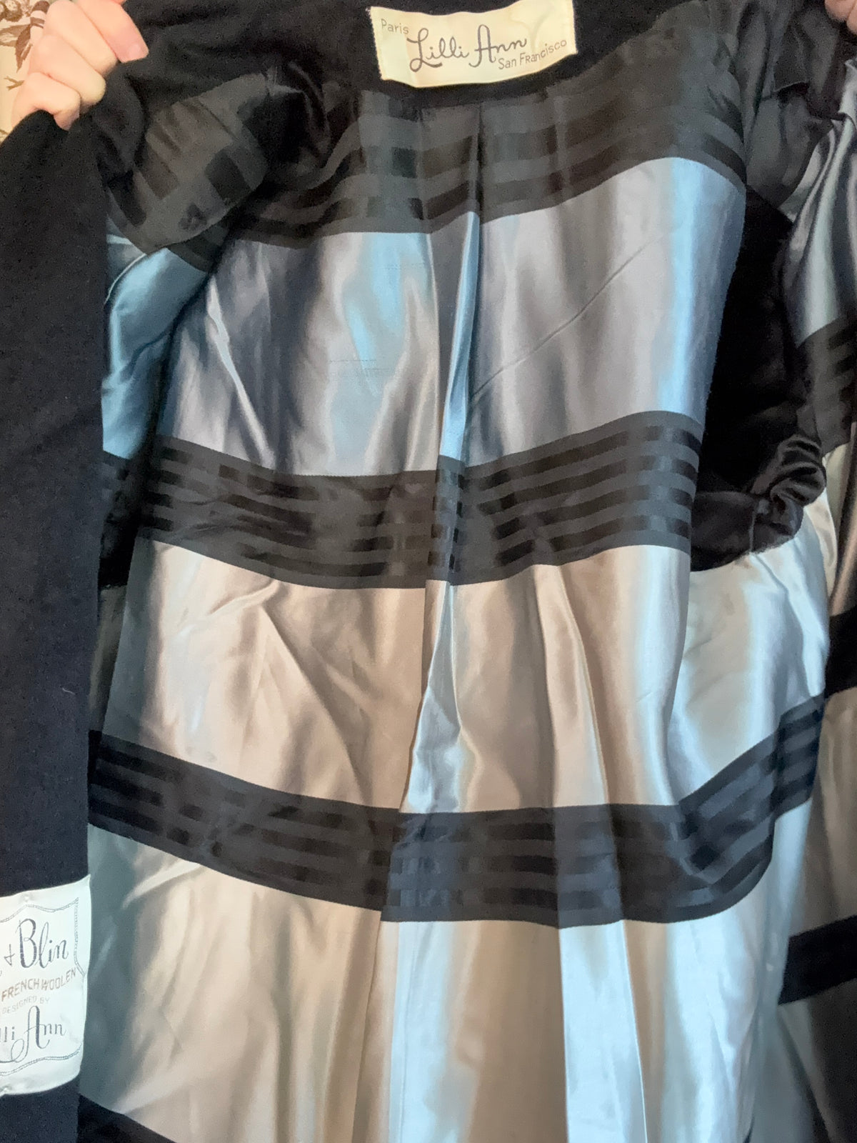 1960s Lilli Ann Black Long Coat