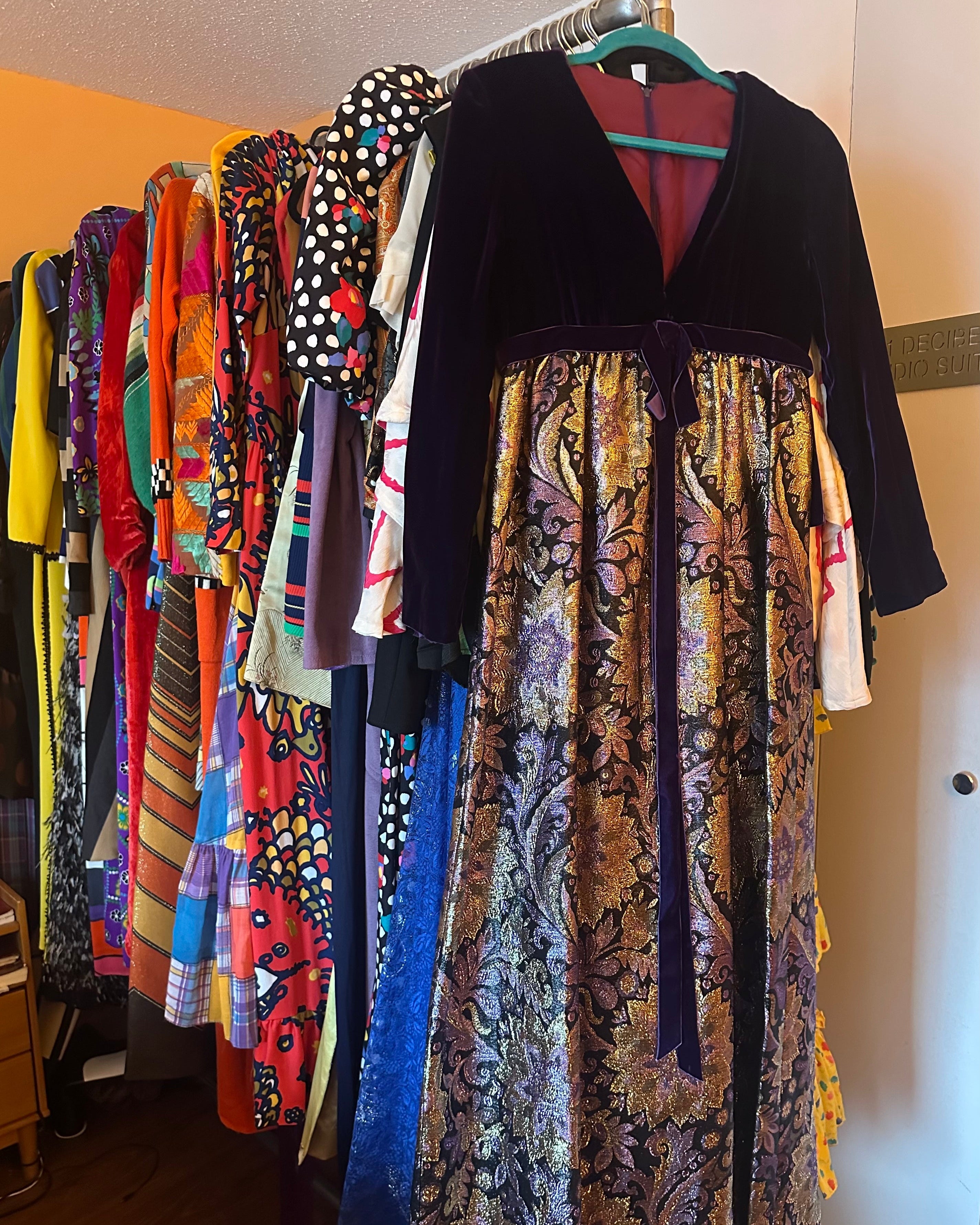 1960s Tina Leser Original Purple Velvet and Brocade Dress