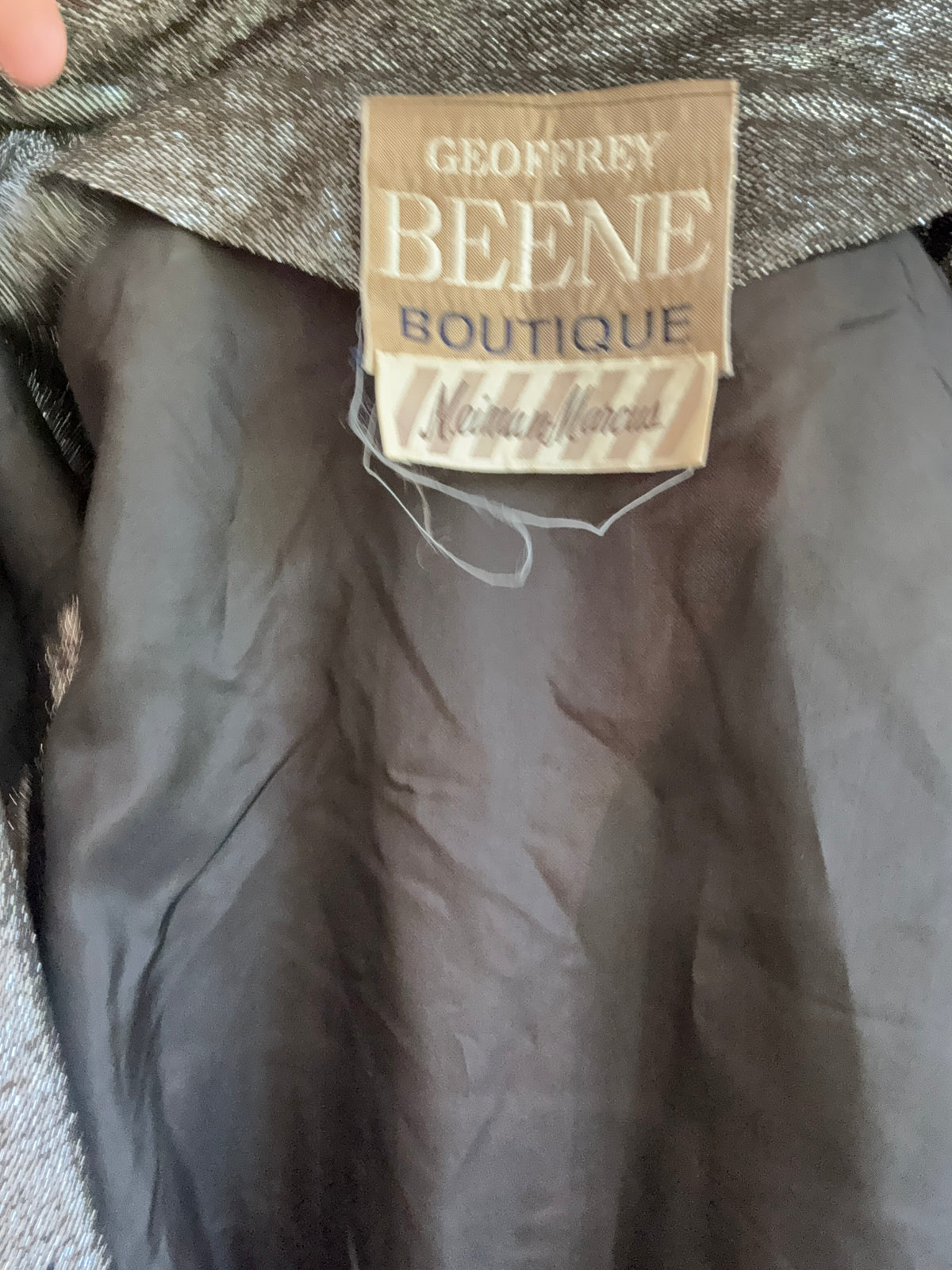1970s Geoffrey Beene Boutique Metallic Button Down Dress