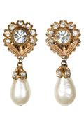 1983 Chanel Gold Tone Pearl Drop Earrings