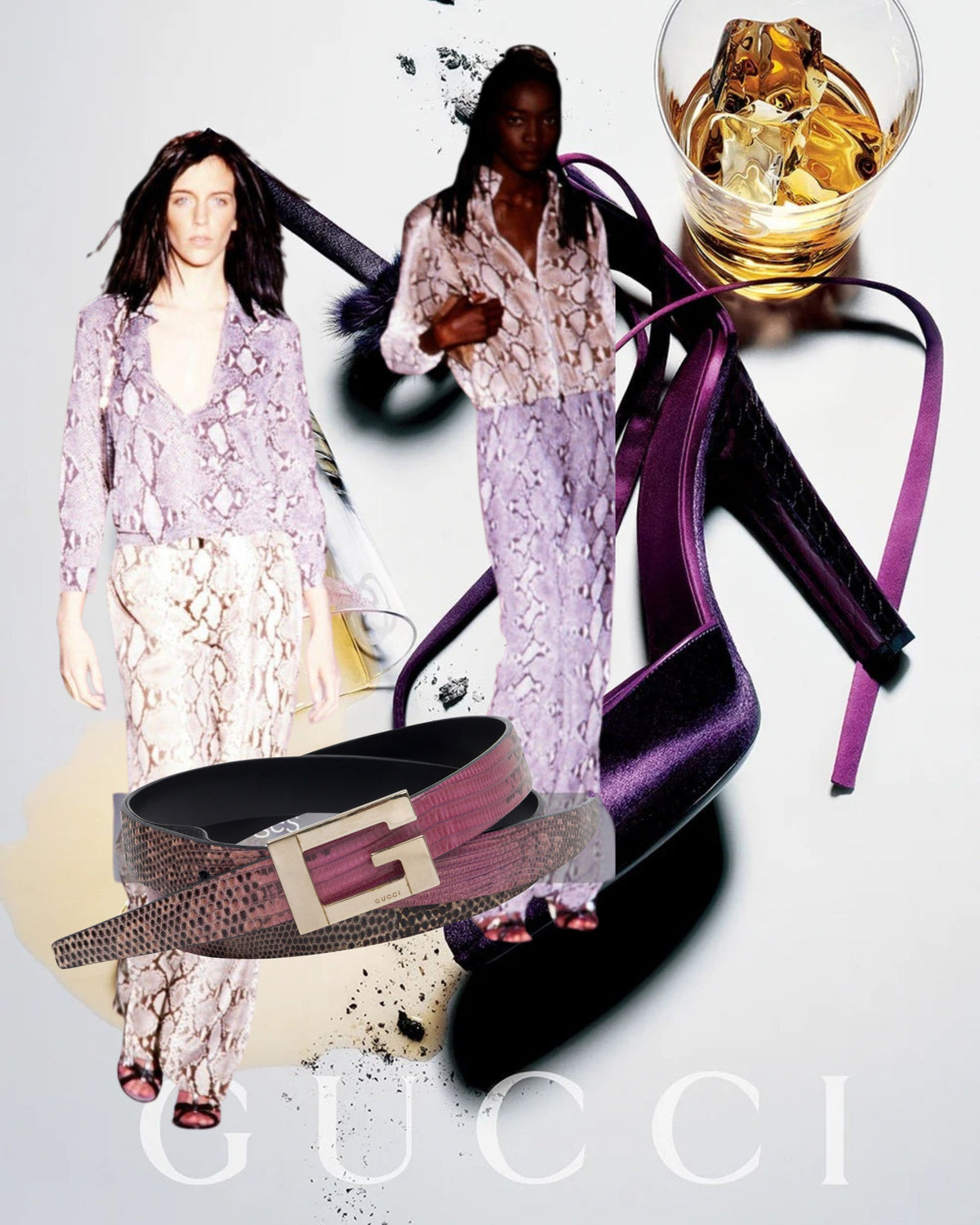 2000s Gucci by Tom Ford Purple Snakeskin Belt