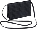 1990s/2000s Bottega Veneta Black Woven Satin Crossbody Bag