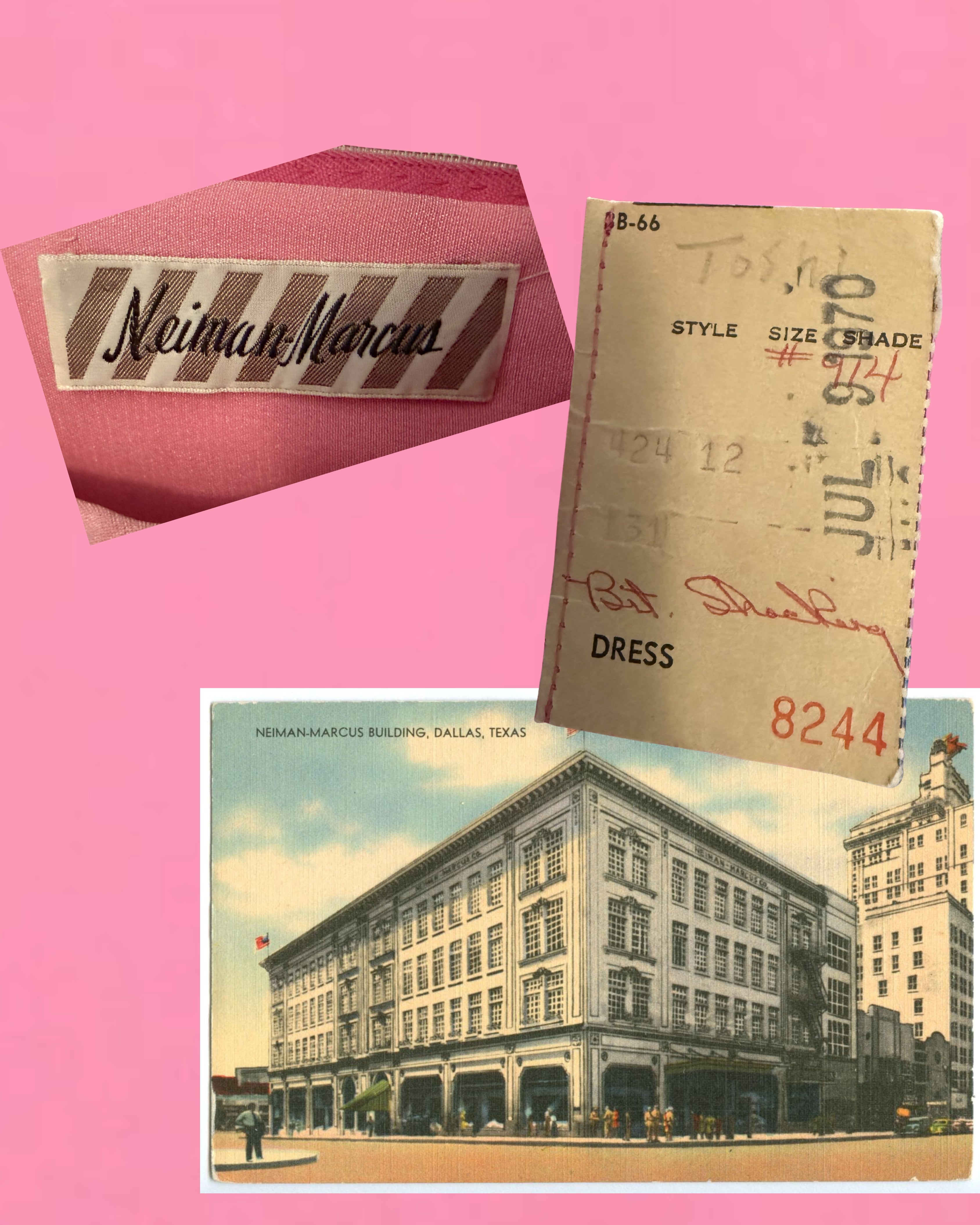 ’70s Neiman Marcus Long Sleeve Pink Dress