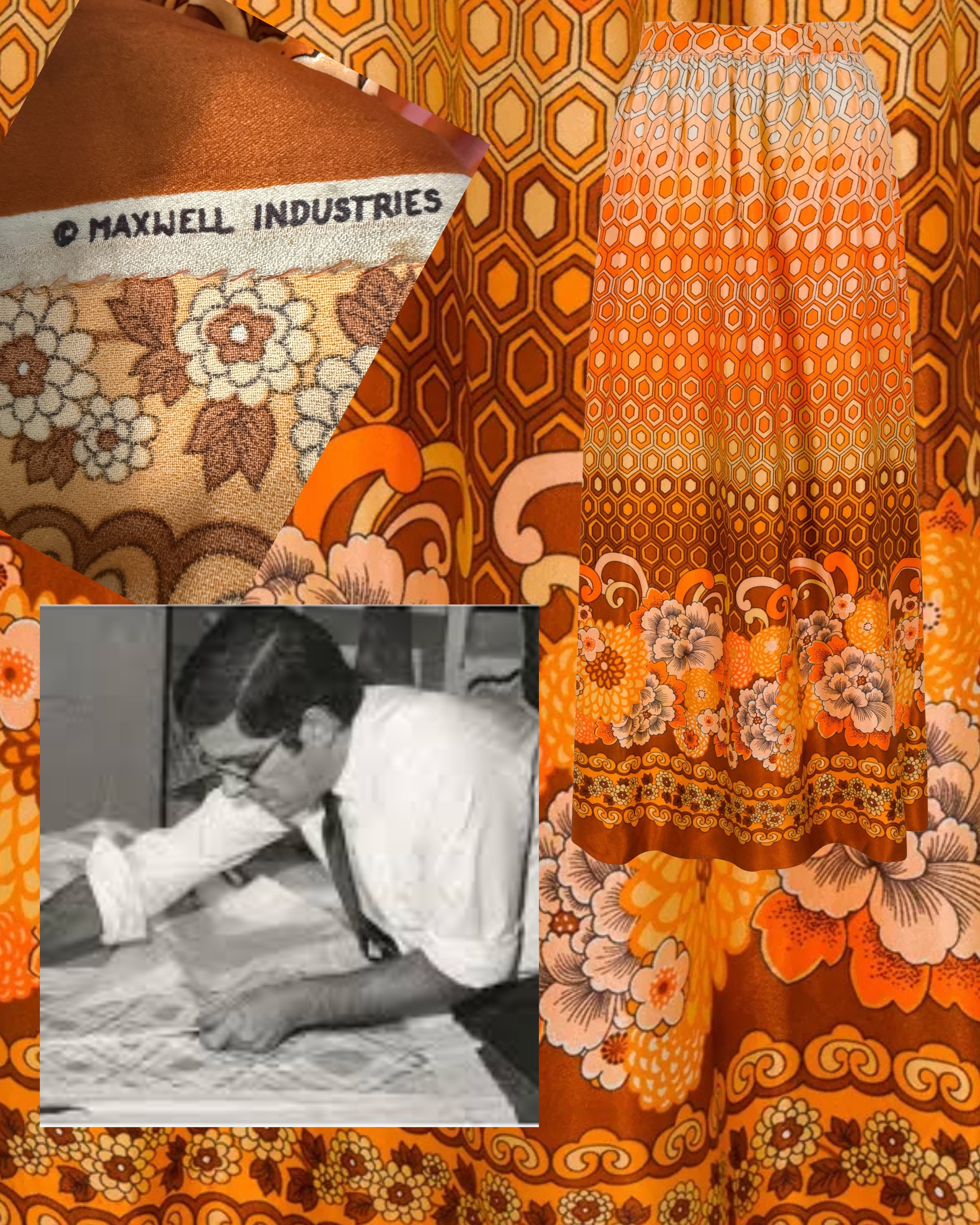 ’70s Maxwell Industries Orange Maxi Skirt