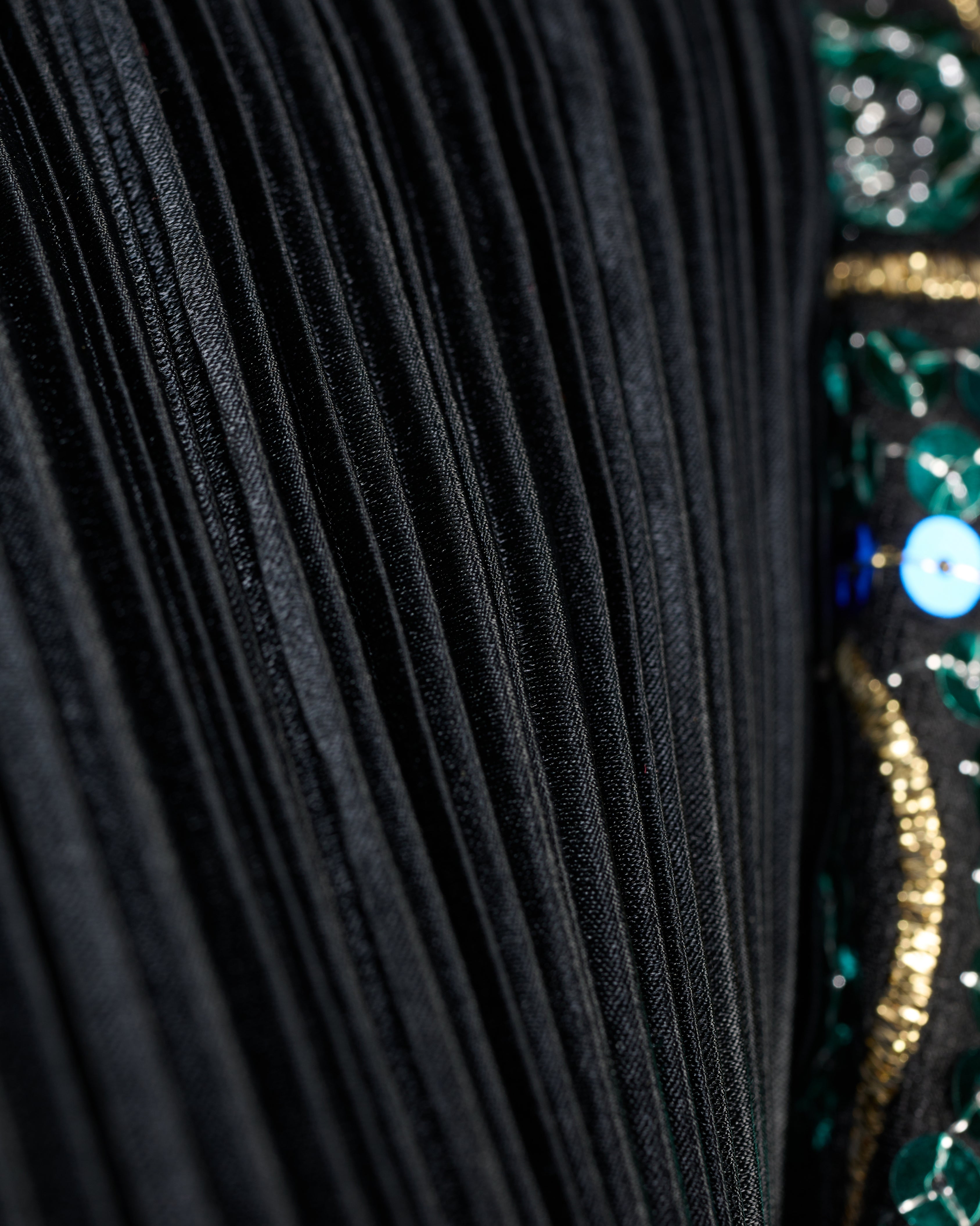 1980s Cattiva Pleated Dress With Sequin Sleeves