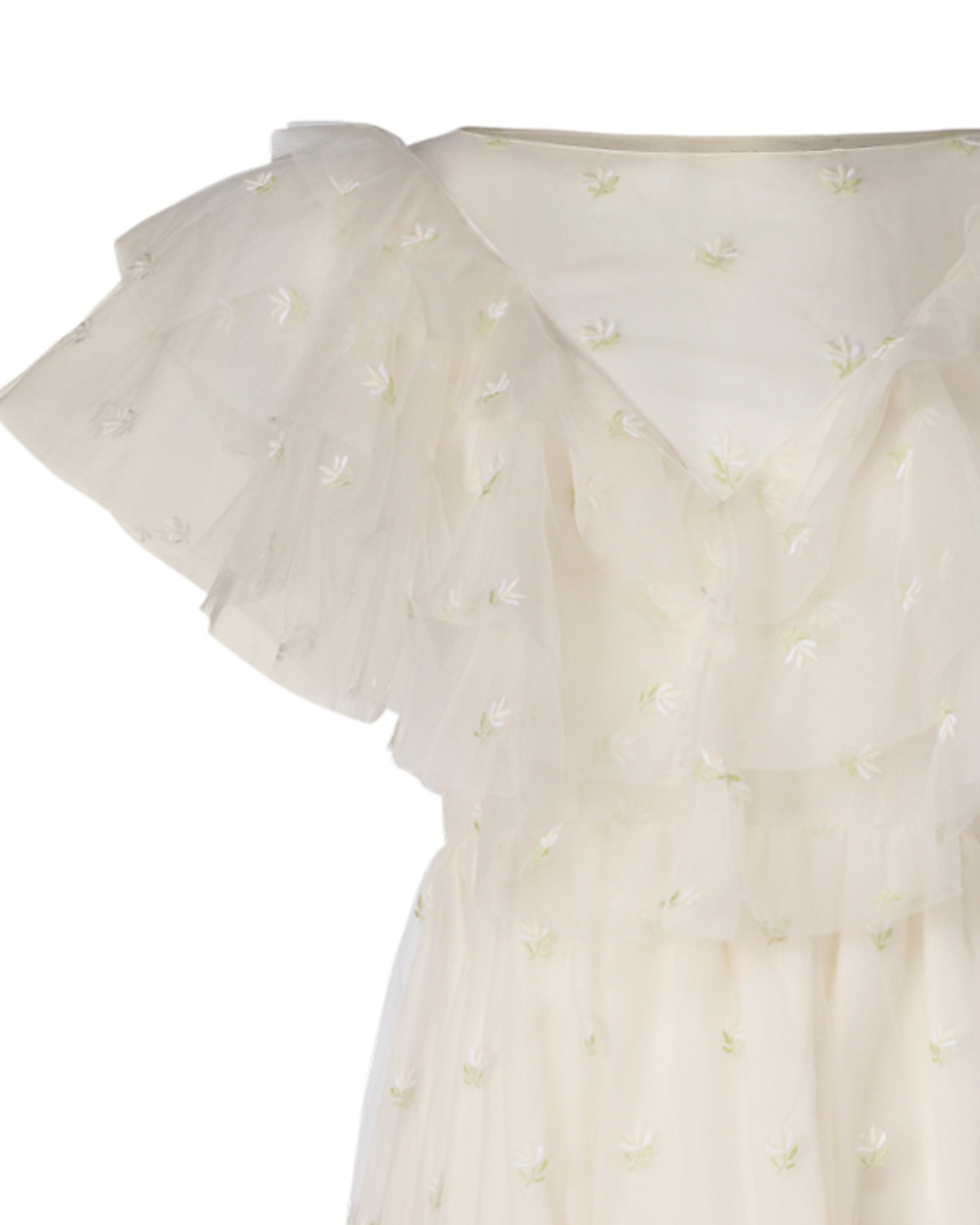 2010s Brock Collection White Floral Ruffle Maxi Dress