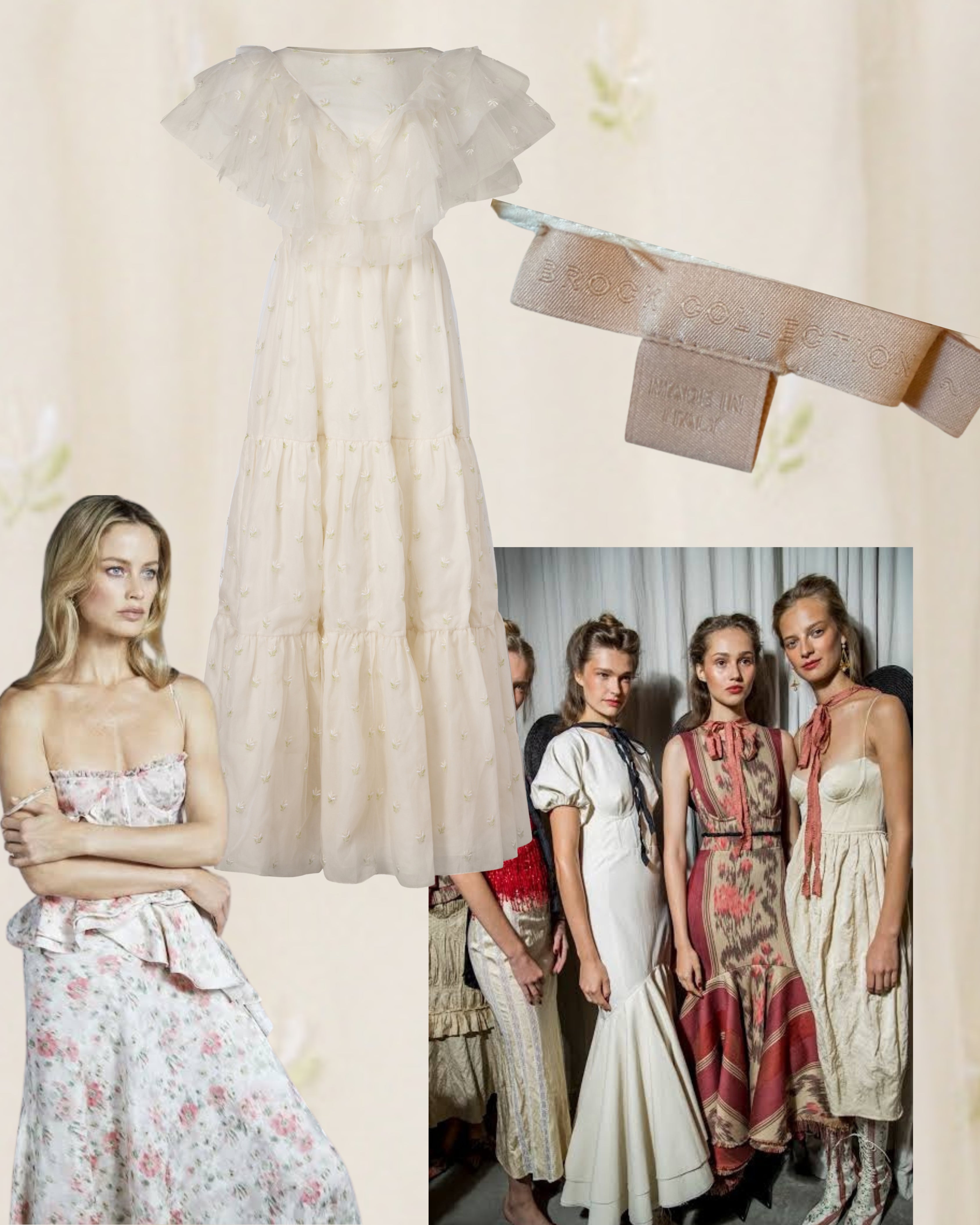 2010s Brock Collection White Floral Ruffle Maxi Dress