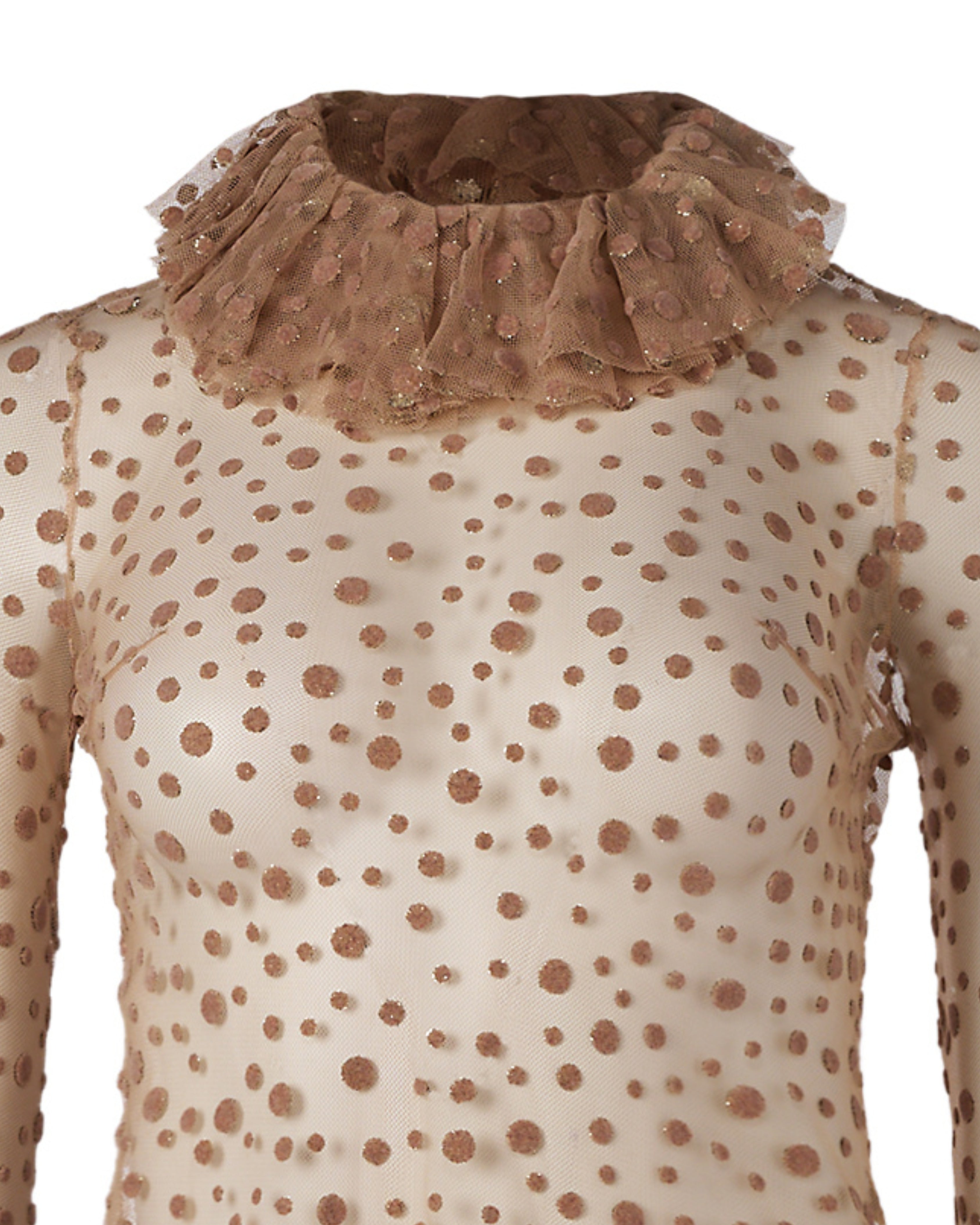 2010s Jenny Packham Sheer Pink  Polka Dot Blouse