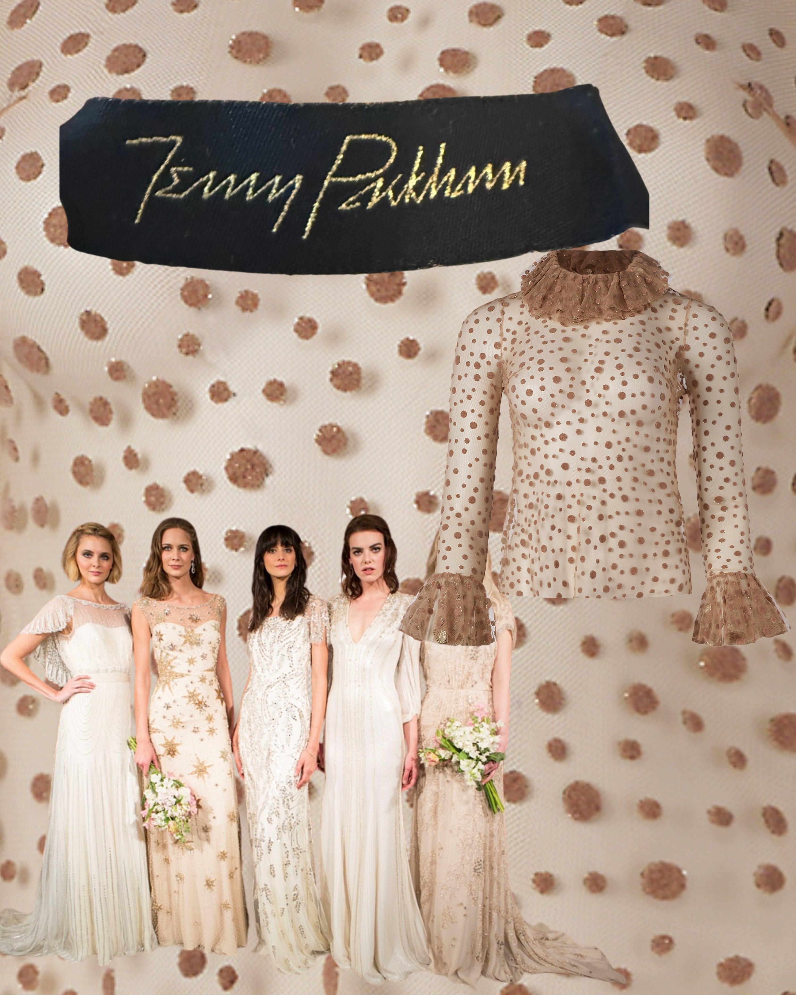 2010s Jenny Packham Sheer Pink  Polka Dot Blouse