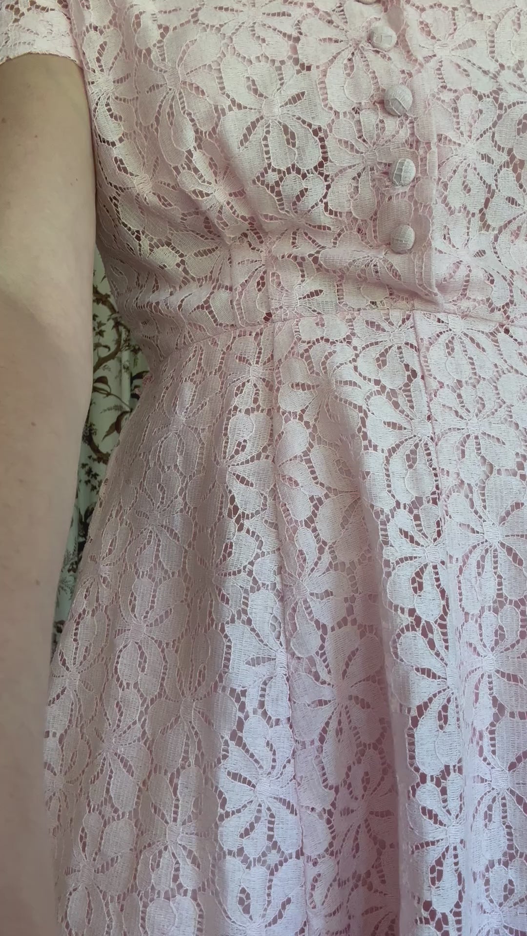 1950s Nelly Don Pink Lace A-Line Midi Dress Set