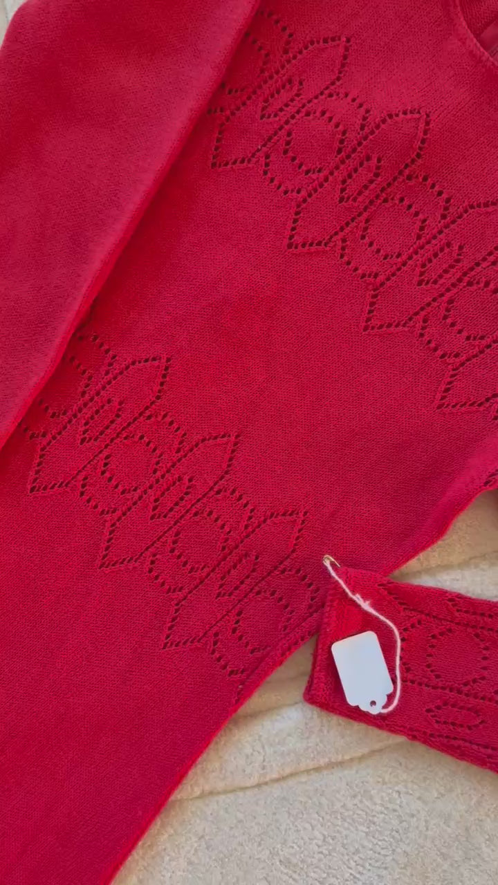 1970s Pat Sandler Red Knit Gown